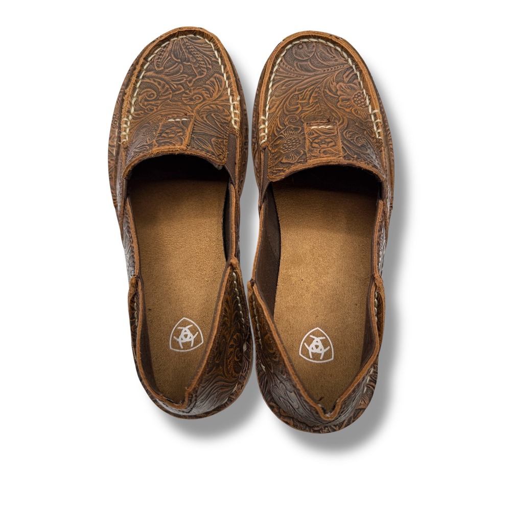 Ariat Cruiser Loafers Women 7.5B Brown Tooled Floral Embossed Leather 10035831 - Picture 5 of 8
